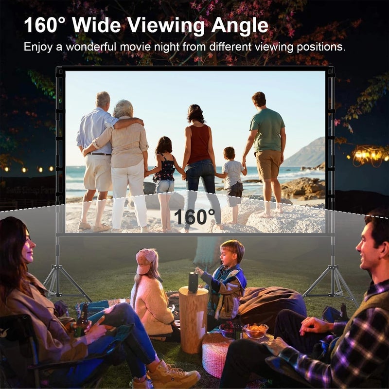 TOWOND Outdoor Projector Screen with Stand, 120 inch Portable Projector Screen Black Backing, Indoor Projection Screen 16:9 4K HD Wrinkle-Free Movie Screen with Carry Bag for Backyard Movie Night - Image 5